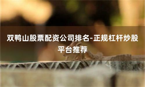 双鸭山股票配资公司排名-正规杠杆炒股平台推荐